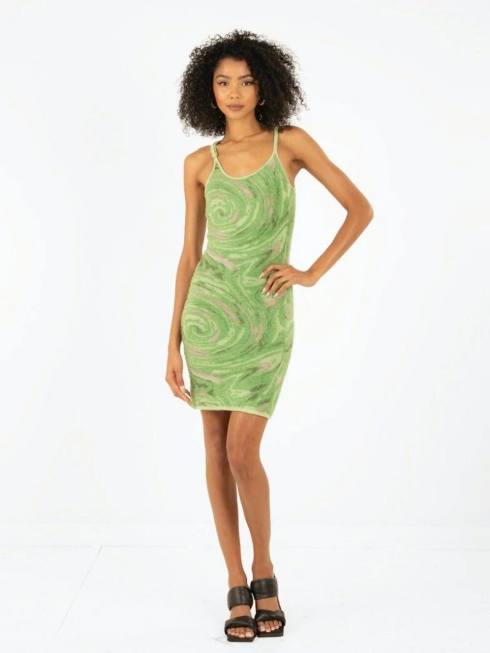 House Of Sunny Hot Springs Hockney Dress Womens US 4 Green Grass Casual Boho